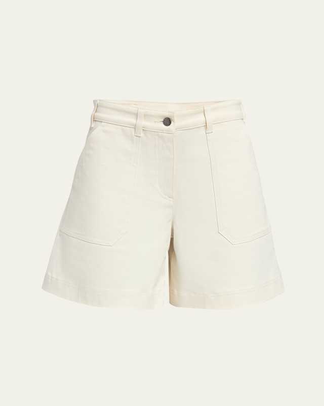 High-Rise Cotton Twill Shorts